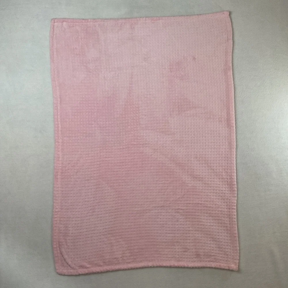 Adirondack Baby Pink Waffle Plush Sherpa Receiving Blanket 28x39 Soft Nursery